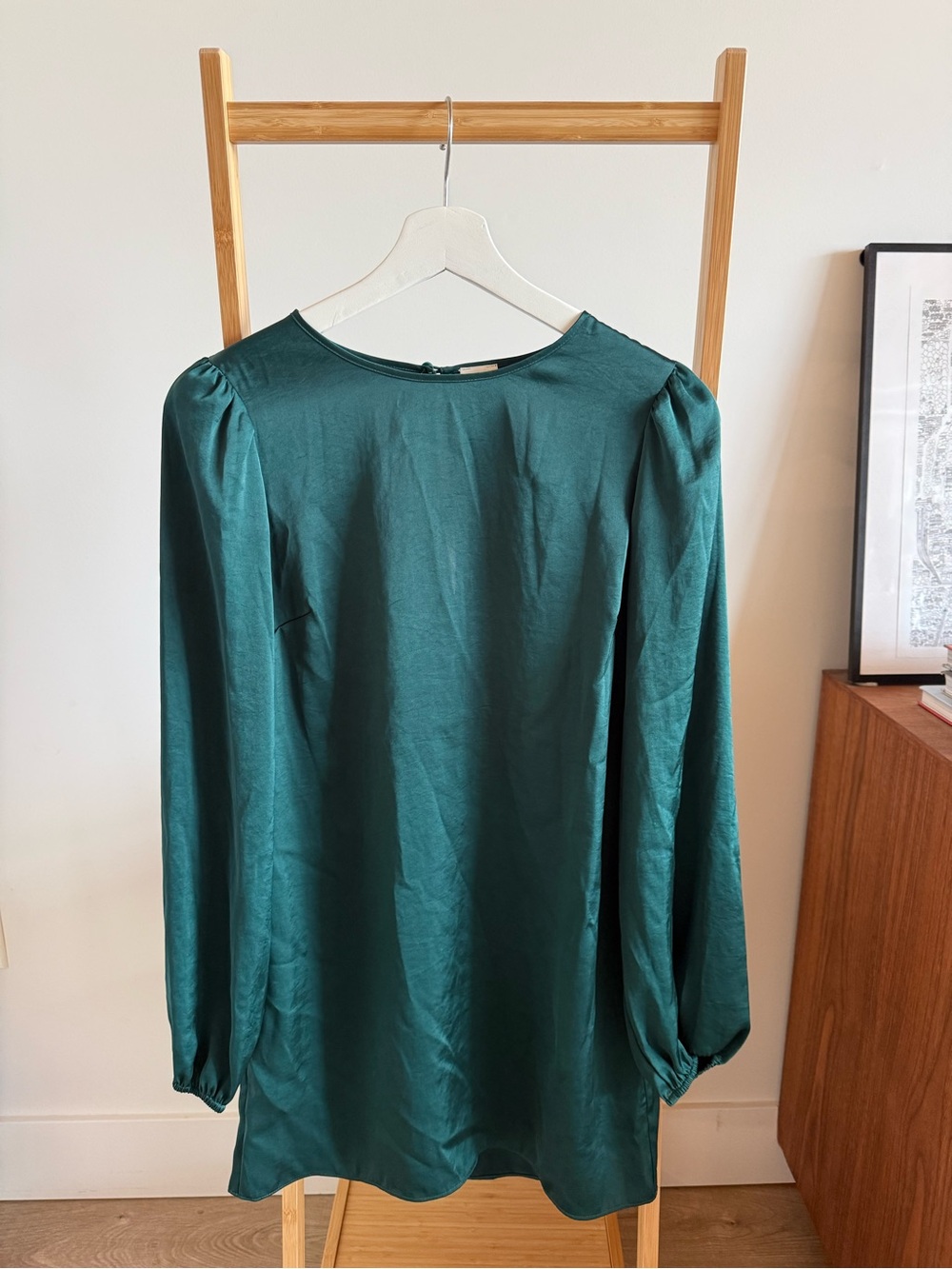 Wilfred Emerald Green Long Sleeve Satin Dress